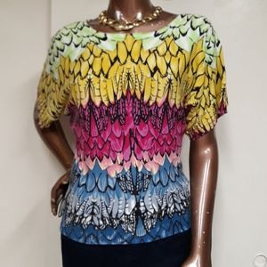 Joseph A. Vibrant Color Abstract Knit Blouse